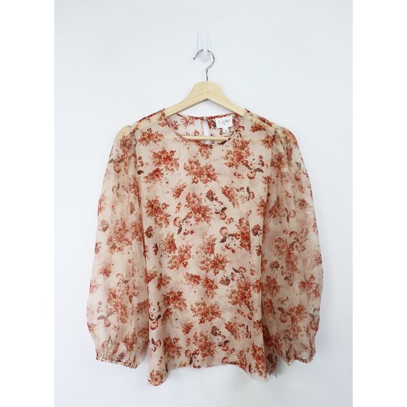 NEW Cami NYC Francie Floral Print Silk Blouse Semi Sheer Cream Vintage Flora L - Picture 4 of 9